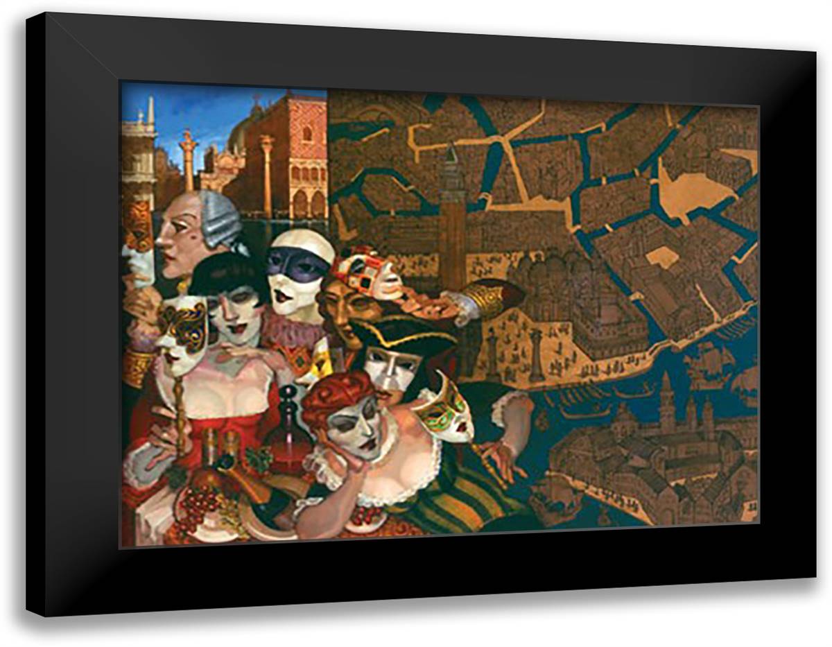 Asppetando I'Ariuo di Marco Polo 11x9 Black Modern Wood Framed Art Print Poster by Machado, Juarez