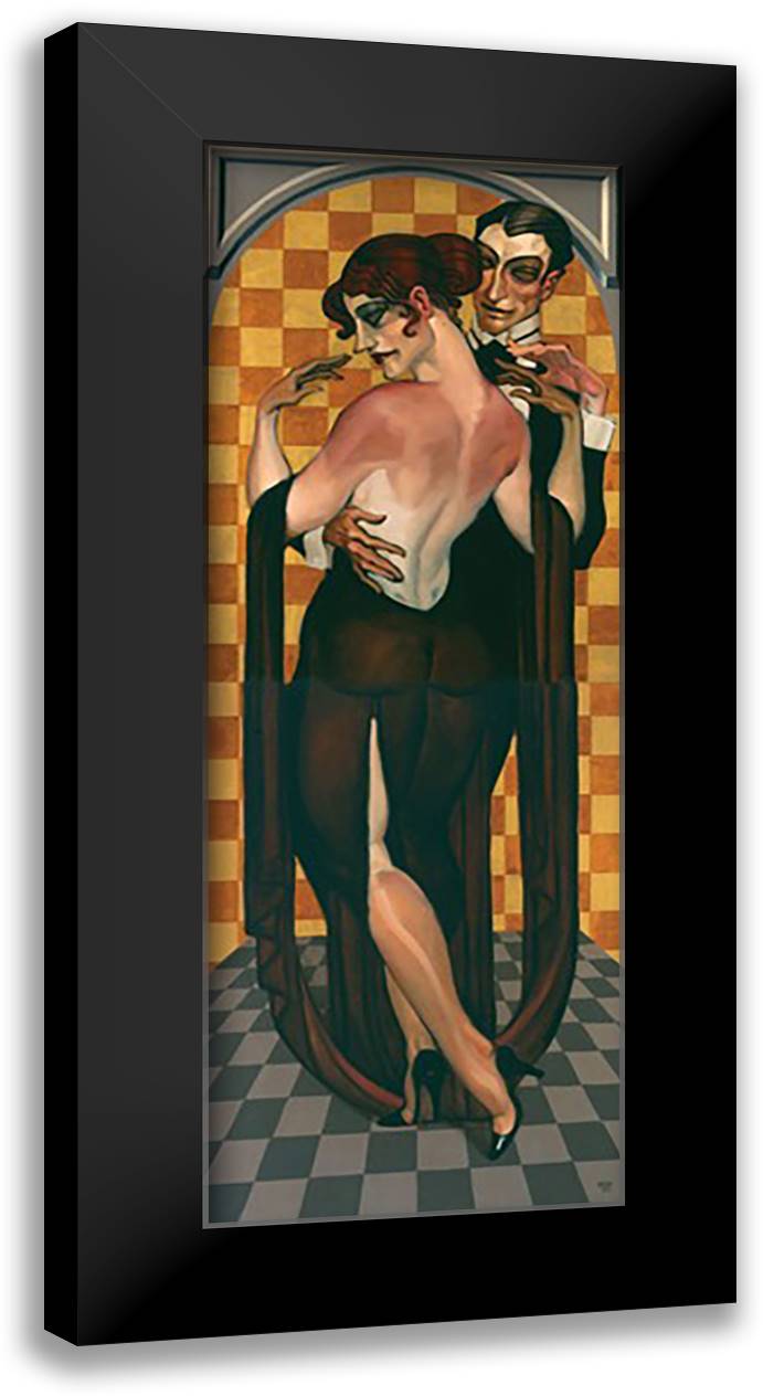 Art Deco Evening 16x40 Black Modern Wood Framed Art Print Poster by Machado, Juarez