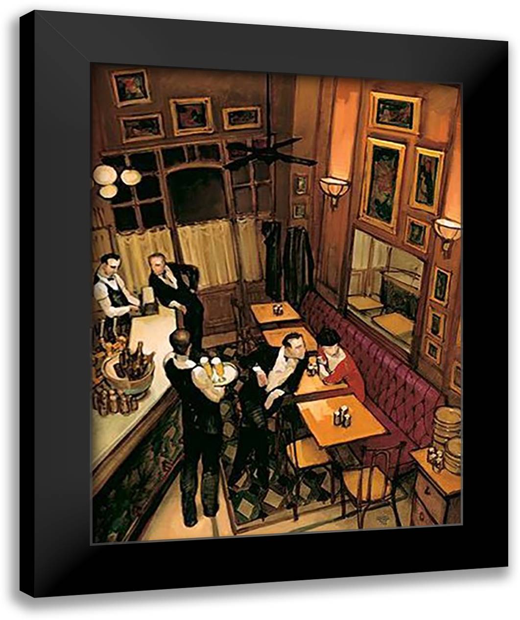 Bistro (Canv) 28x36 Black Modern Wood Framed Art Print Poster by Machado, Juarez