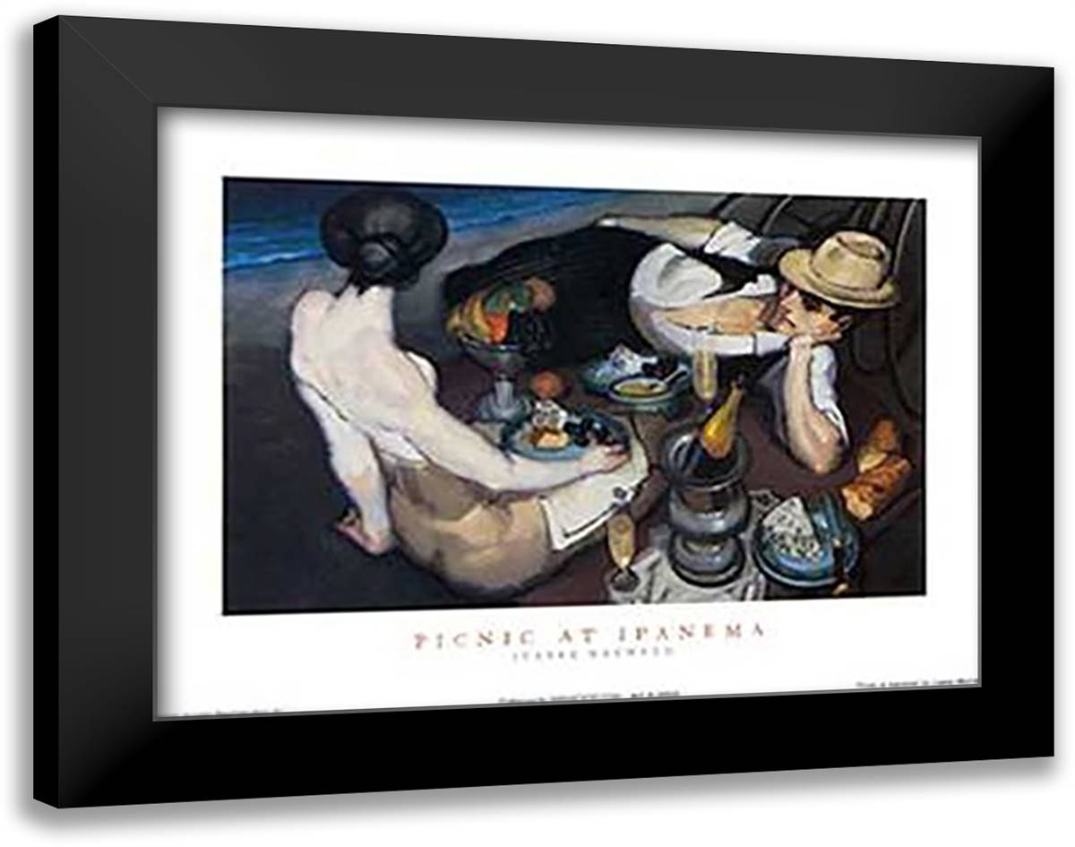 Picnic at Ipanema 36x28 Black Modern Wood Framed Art Print Poster by Machado, Juarez