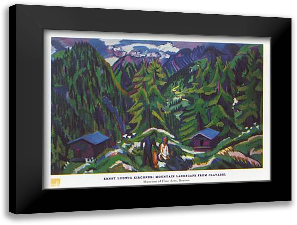 Ernst ludwig Kirchner - Mountain Landscape Size 27.5x19.75 32x24 Black Modern Wood Framed Art Print Poster by Kirchner, Ernst Ludwig