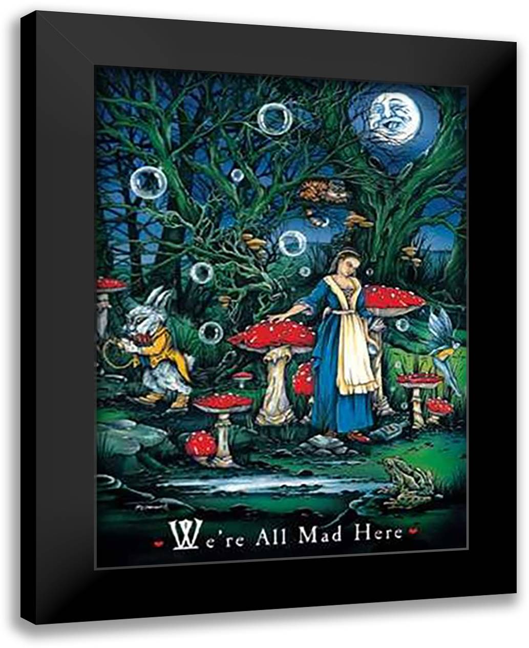 Were All Mad Here 28x38 Black Modern Wood Framed Art Print Poster