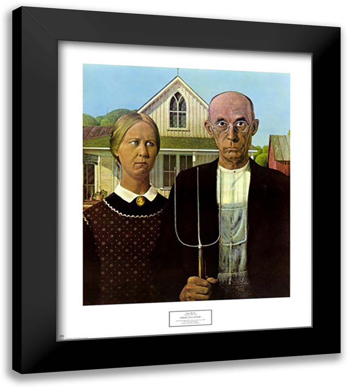 American Gothic, c.1930 25x29 Black Modern Wood Framed Art Print Poster by Wood, Grant