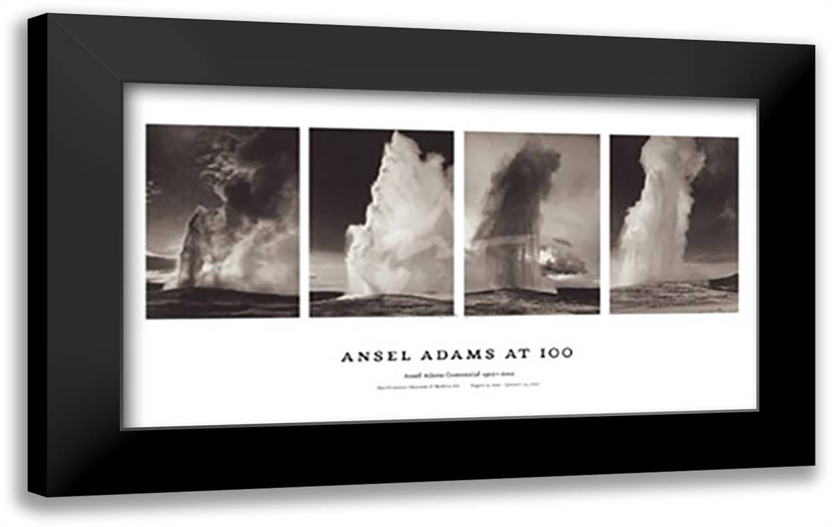 Old Faithful Geyser, Yellowstone National Park, Wyoming, 1942 (embossed) 40x24 Black Modern Wood Framed Art Print Poster by Adams, Ansel