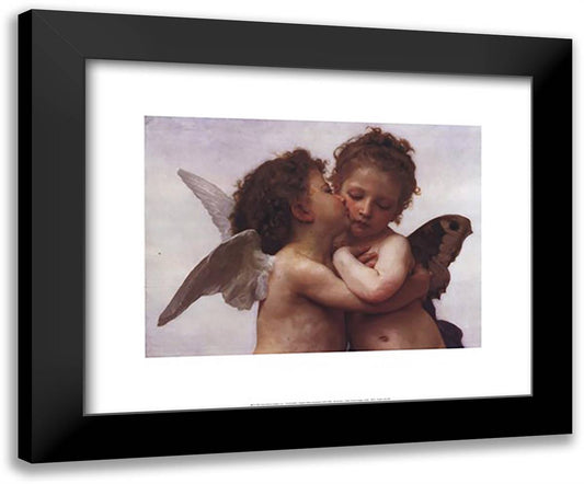 The First Kiss 24x20 Black Modern Wood Framed Art Print Poster by Bouguereau, William Adolphe