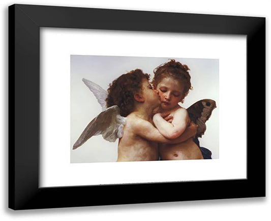 The First Kiss 18x15 Black Modern Wood Framed Art Print Poster by Bouguereau, William Adolphe