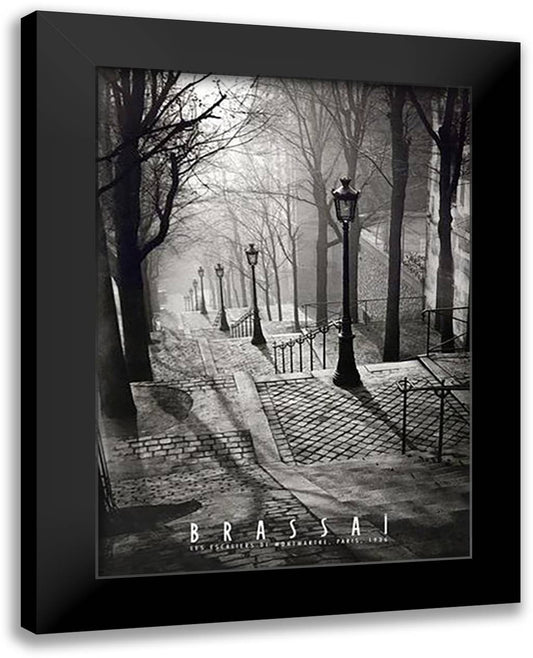Les Escaliers de Montmartre, Paris 24x32 Black Modern Wood Framed Art Print Poster by Brassaii