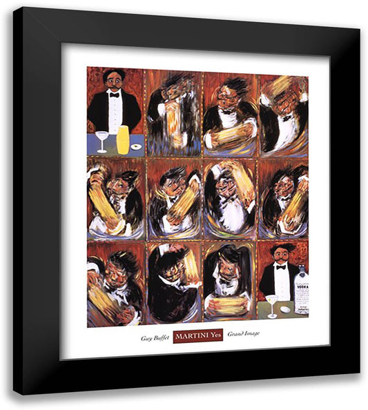 Martini Yes 28x34 Black Modern Wood Framed Art Print Poster by Buffet, Guy