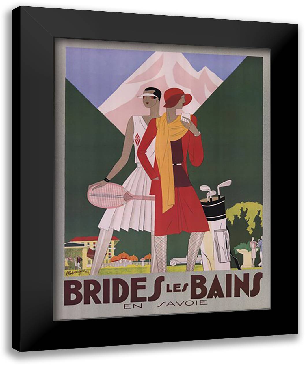 Brides les Bains 26x34 Black Modern Wood Framed Art Print Poster by Benigni