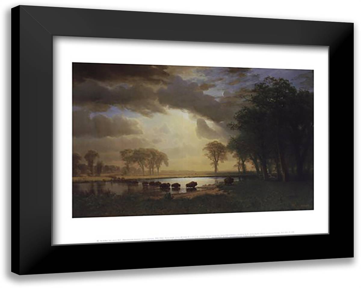 The Buffalo Trail, c.1867 18x15 Black Modern Wood Framed Art Print Poster by Bierstadt, Albert