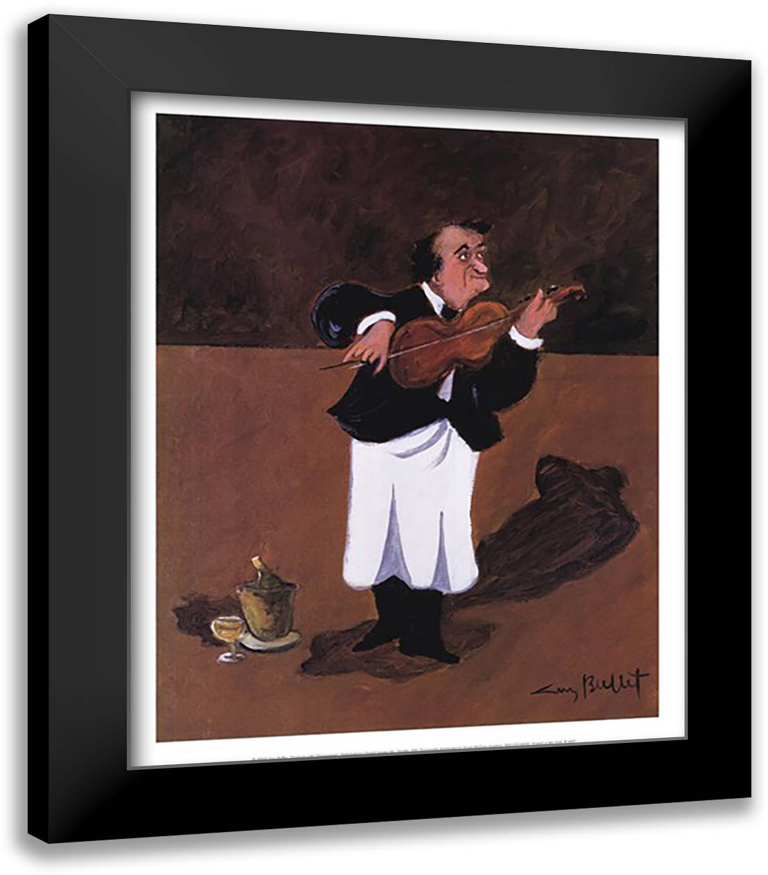 Violinist with Champagne 15x18 Black Modern Wood Framed Art Print Poster by Buffet, Guy