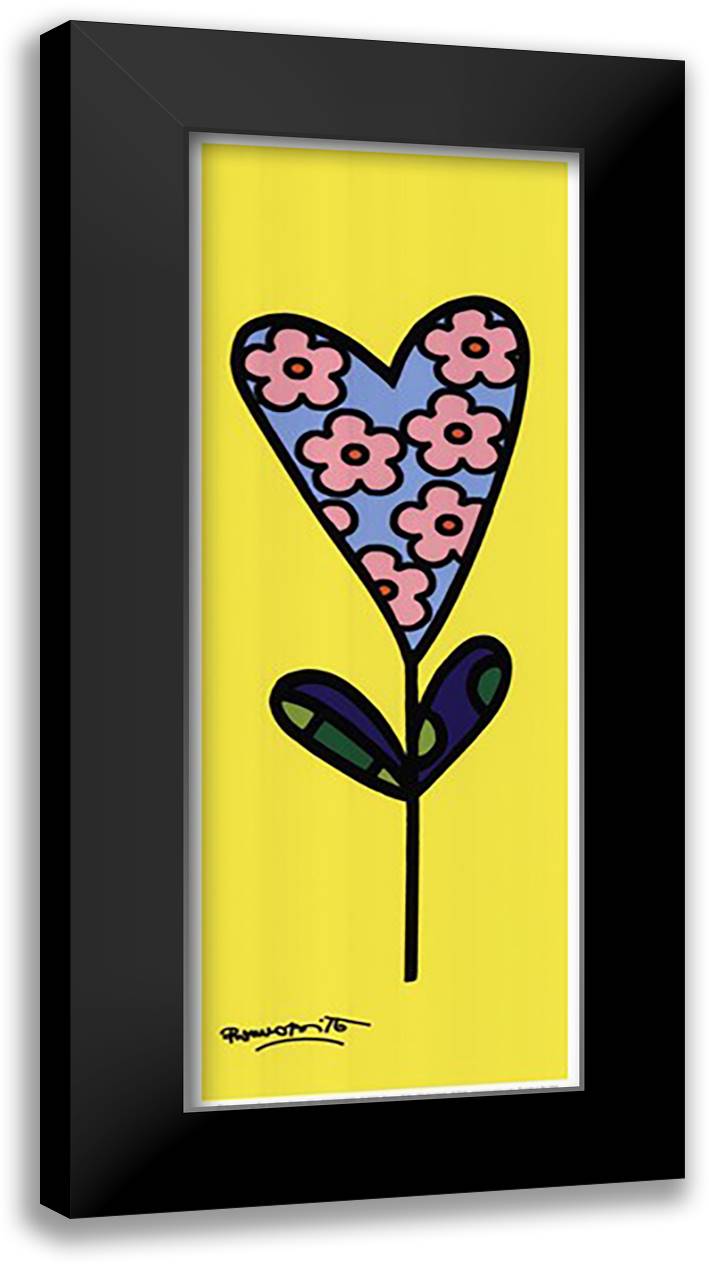 Playful Heart 10x20 Black Modern Wood Framed Art Print Poster by Britto, Romero