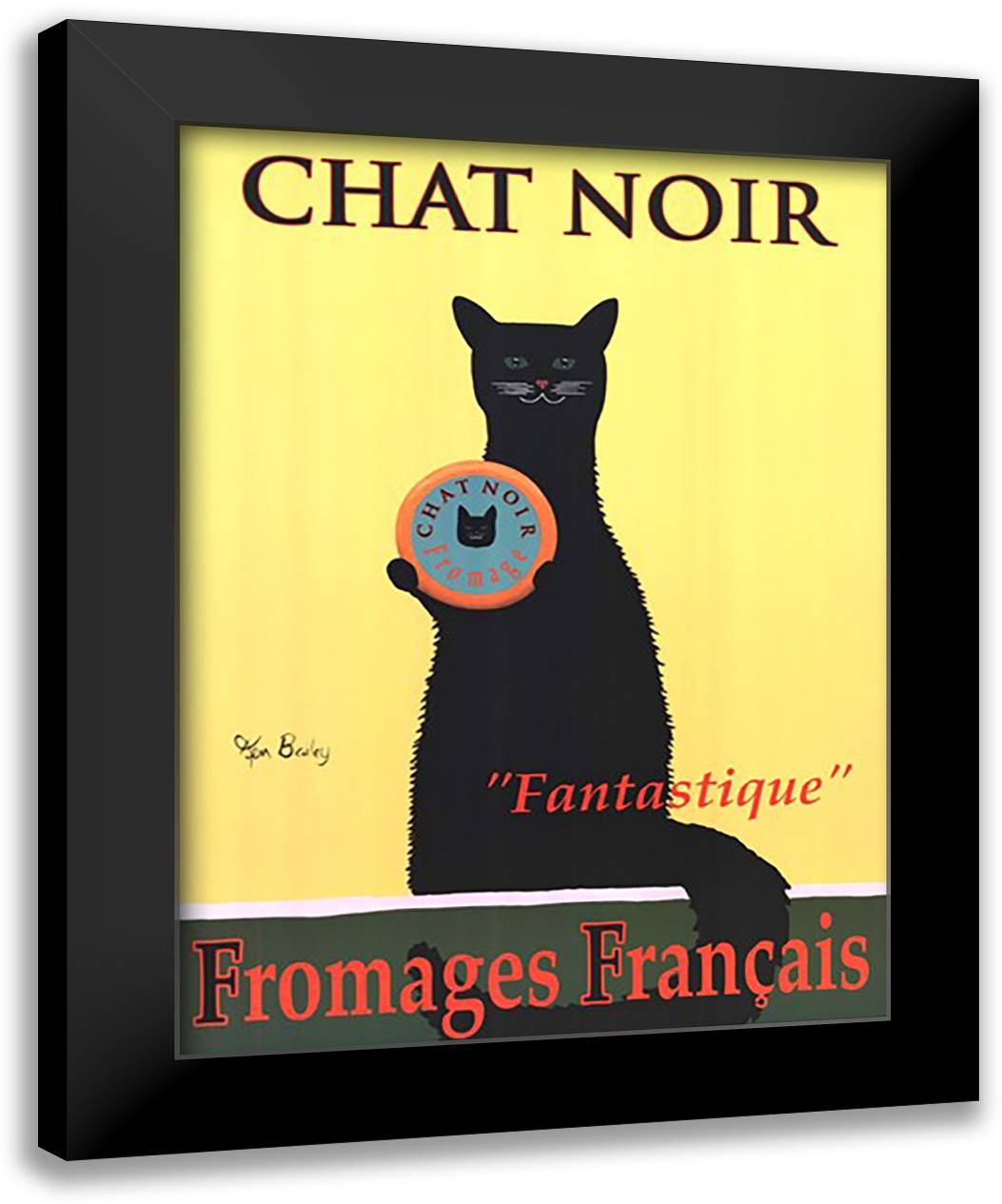 Chat Noir 26x34 Black Modern Wood Framed Art Print Poster by Bailey, Ken