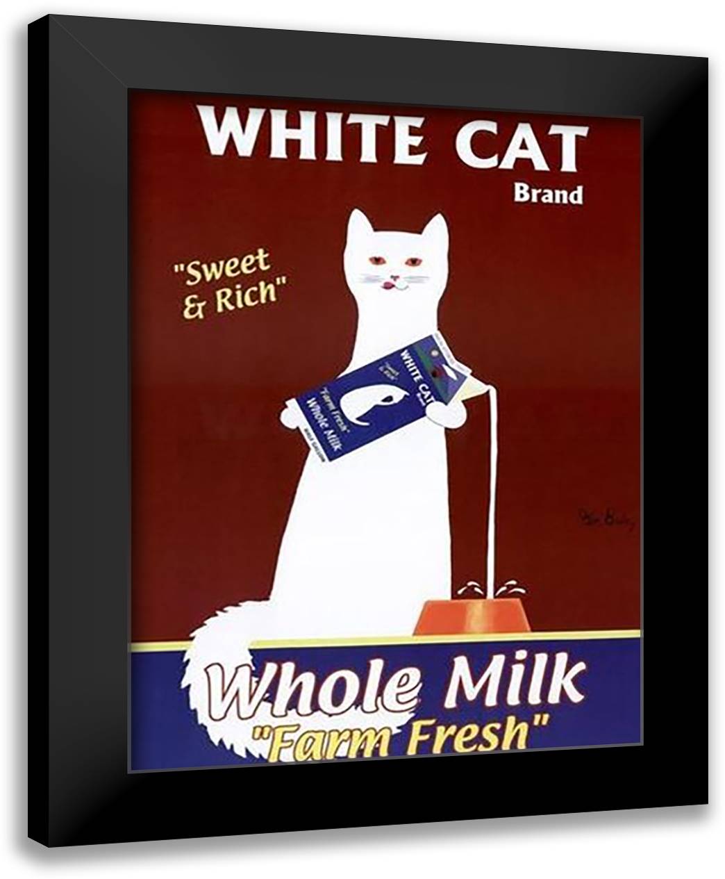 White Cat 26x34 Black Modern Wood Framed Art Print Poster by Bailey, Ken