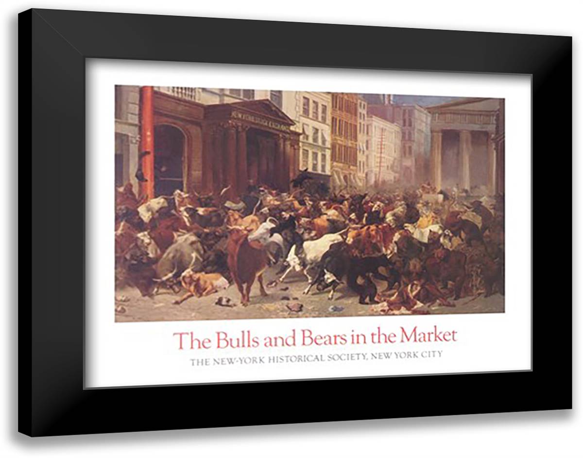 The Bulls and Bears in the Market, c.1879 40x28 Black Modern Wood Framed Art Print Poster by Beard, William