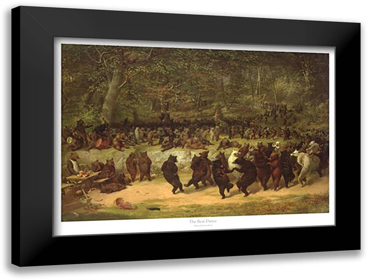 The Bear Dance, c.1870 40x28 Black Modern Wood Framed Art Print Poster by Beard, William