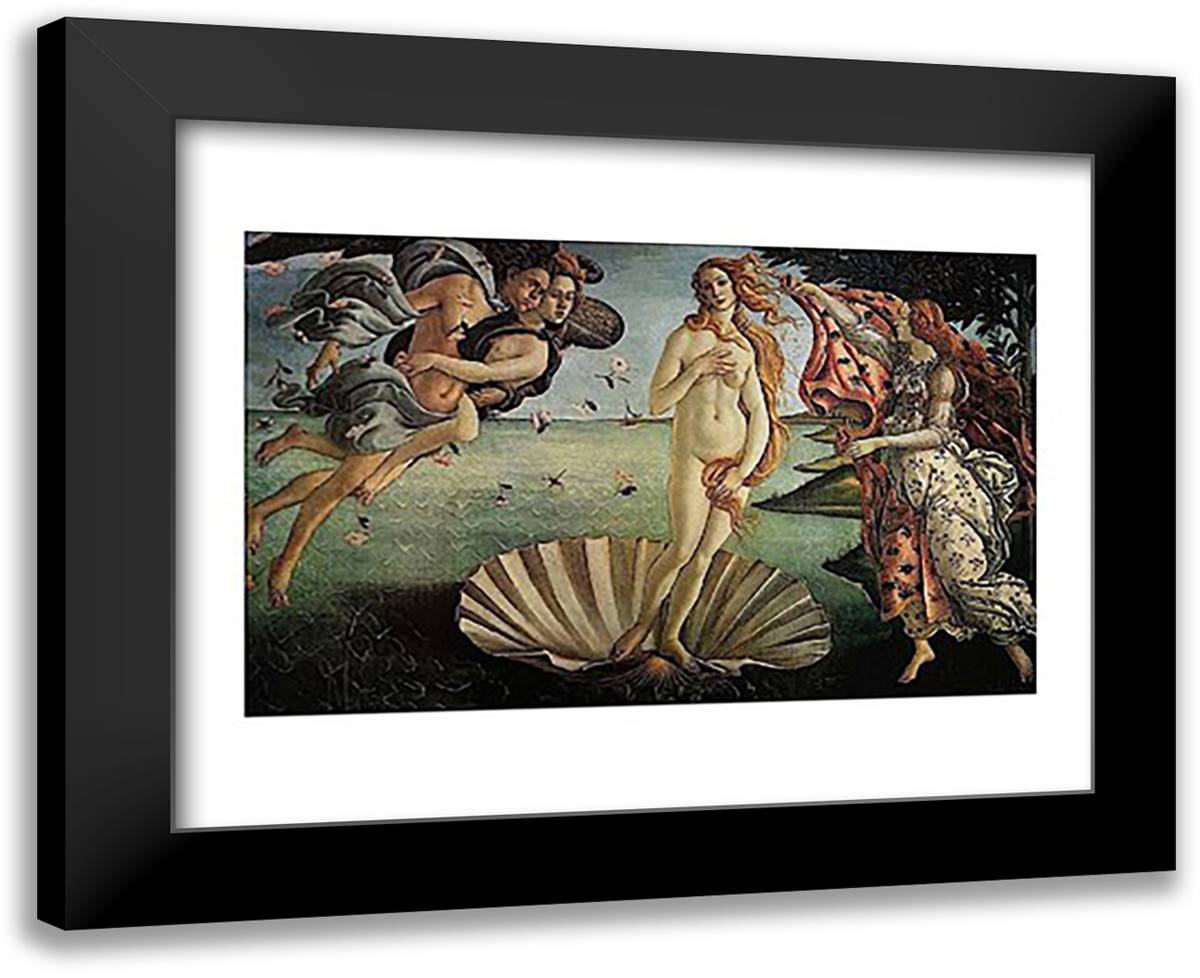 The Birth of Venus 18x15 Black Modern Wood Framed Art Print Poster by Botticelli, Sandro