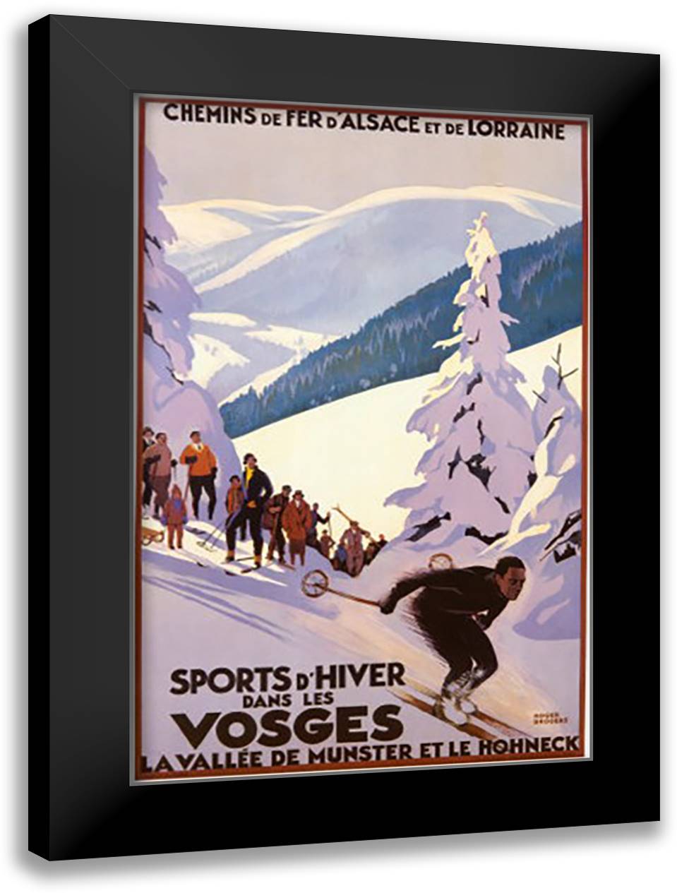 Sports d'Hiver 28x40 Black Modern Wood Framed Art Print Poster by Broders, Rodger