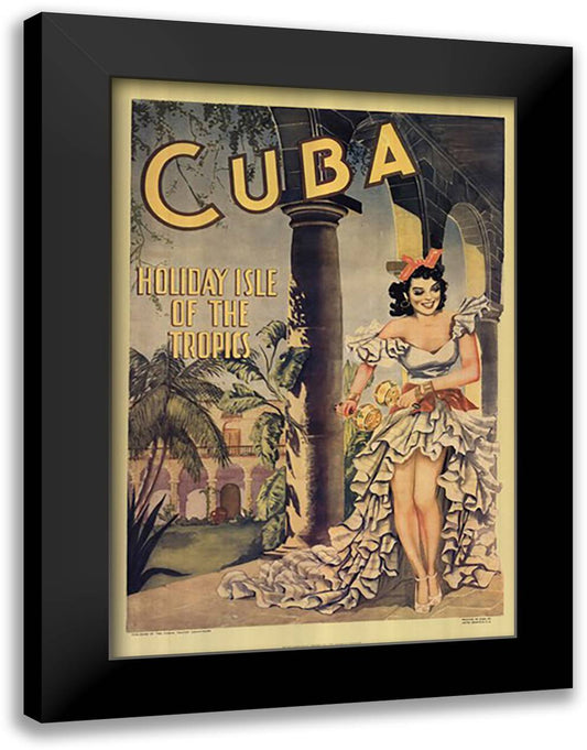 Cuba 24x34 Black Modern Wood Framed Art Print Poster