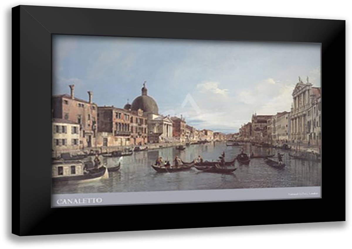 Venice: The Upper Reaches of the Grand Canal with S. Simeone Piccolo, c. 1738 36x25 Black Modern Wood Framed Art Print Poster by Canaletto, Giovanni Antonio