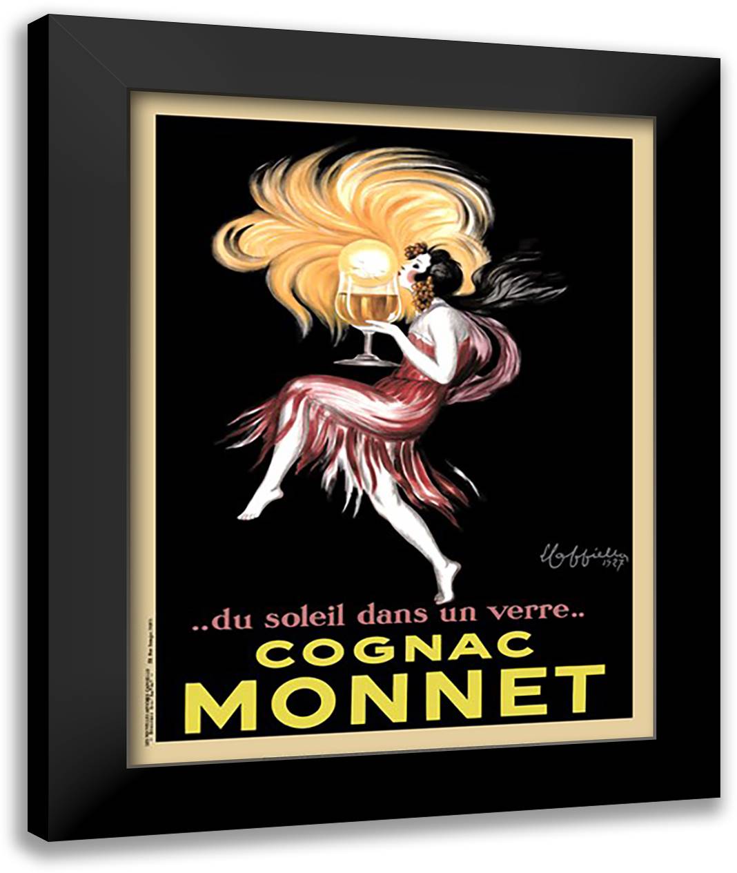 Cognac Monnet, 1927 22x28 Black Modern Wood Framed Art Print Poster by Cappiello, Leonetto