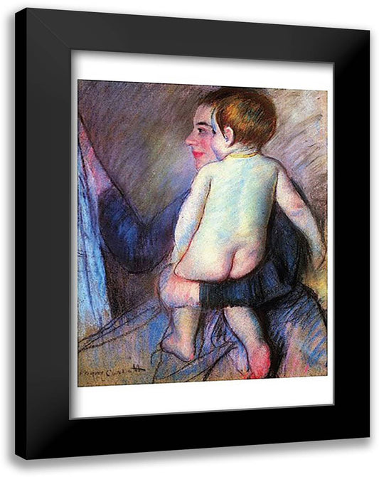 At the Window 17x23 Black Modern Wood Framed Art Print Poster by Cassatt, Mary
