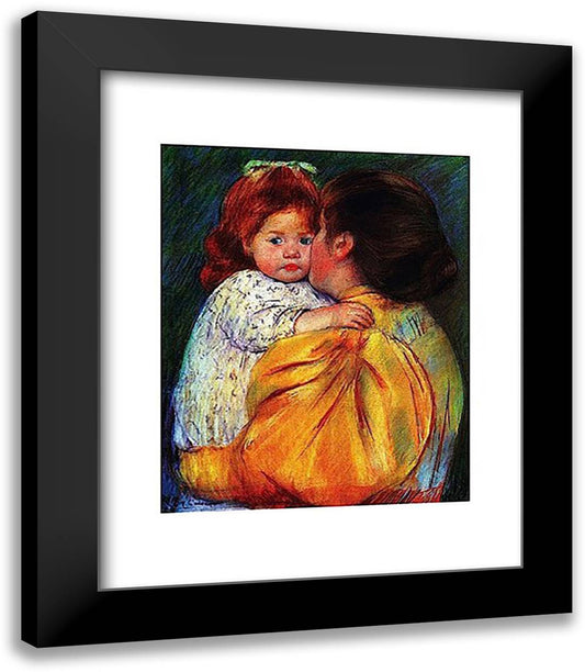 Maternal Kiss 1896 15x18 Black Modern Wood Framed Art Print Poster by Cassatt, Mary