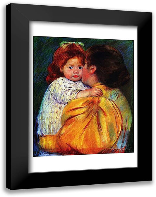 Maternal Kiss 1896 17x23 Black Modern Wood Framed Art Print Poster by Cassatt, Mary