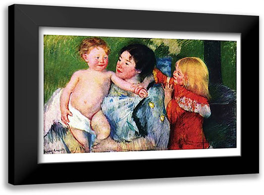 After the Bath 23x17 Black Modern Wood Framed Art Print Poster by Cassatt, Mary