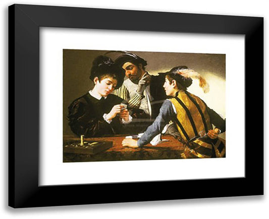 The Cardsharps 18x15 Black Modern Wood Framed Art Print Poster by Caravaggio