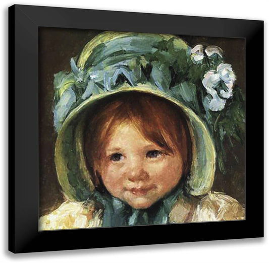 Child in Bonnet (detail) 16x16 Black Modern Wood Framed Art Print Poster by Cassatt, Mary