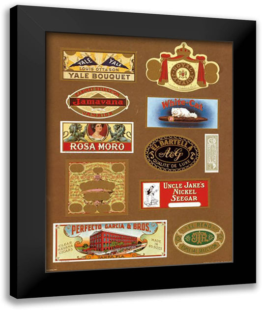 Cigar Labels I 16x20 Black Modern Wood Framed Art Print Poster