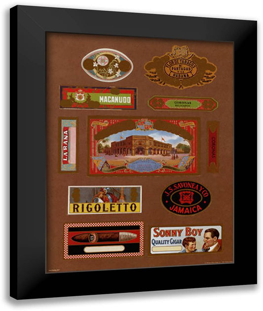 Cigar Labels II 16x20 Black Modern Wood Framed Art Print Poster