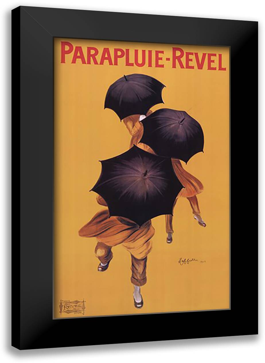 Parapluie Revel 26x40 Black Modern Wood Framed Art Print Poster by Cappiello, Leonetto