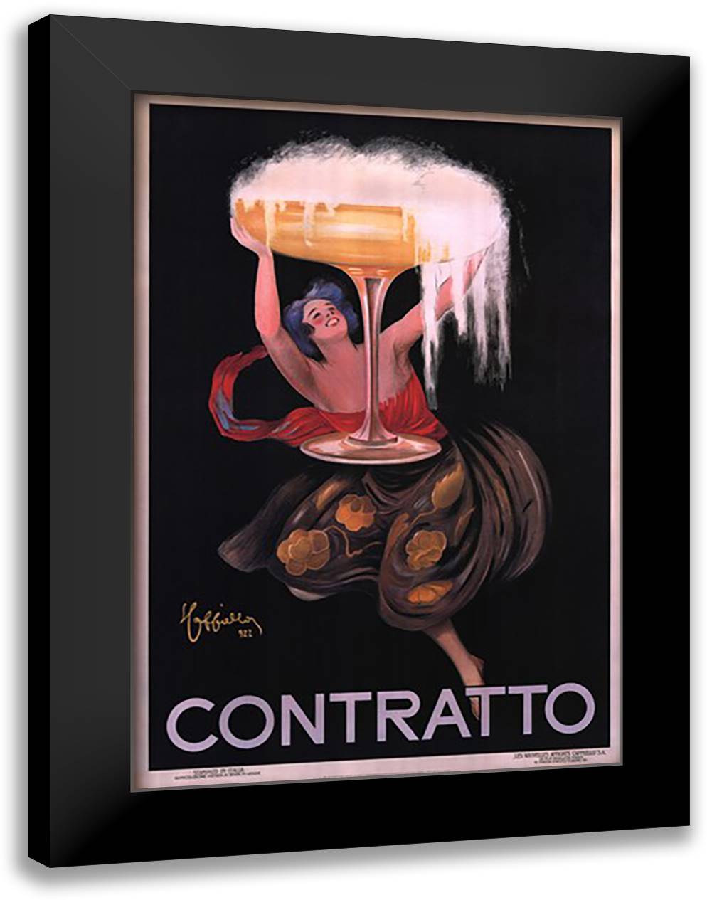 Contratto 28x40 Black Modern Wood Framed Art Print Poster by Cappiello, Leonetto