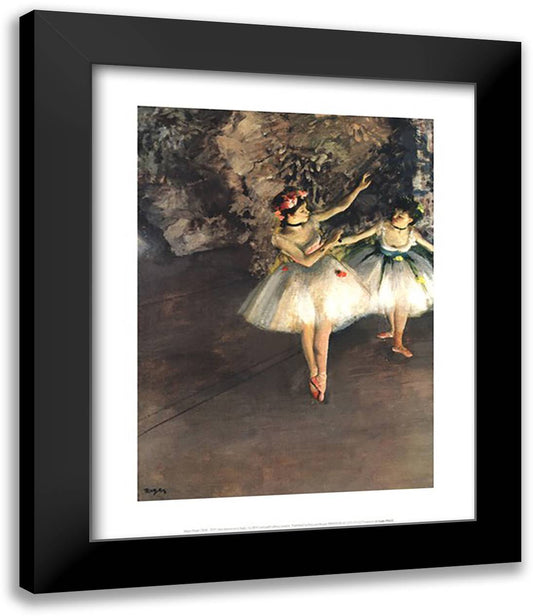 Two Dancers on a Stage 15x18 Black Modern Wood Framed Art Print Poster by Degas, Edgar