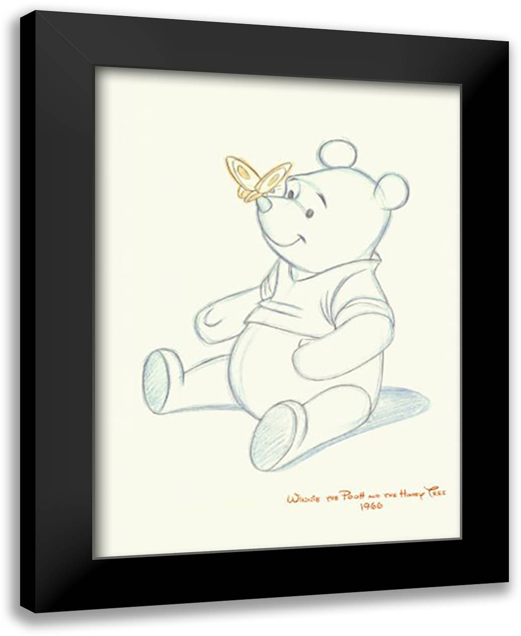 Pooh Bear Makes a Friend 24x32 Black Modern Wood Framed Art Print Poster by Disney