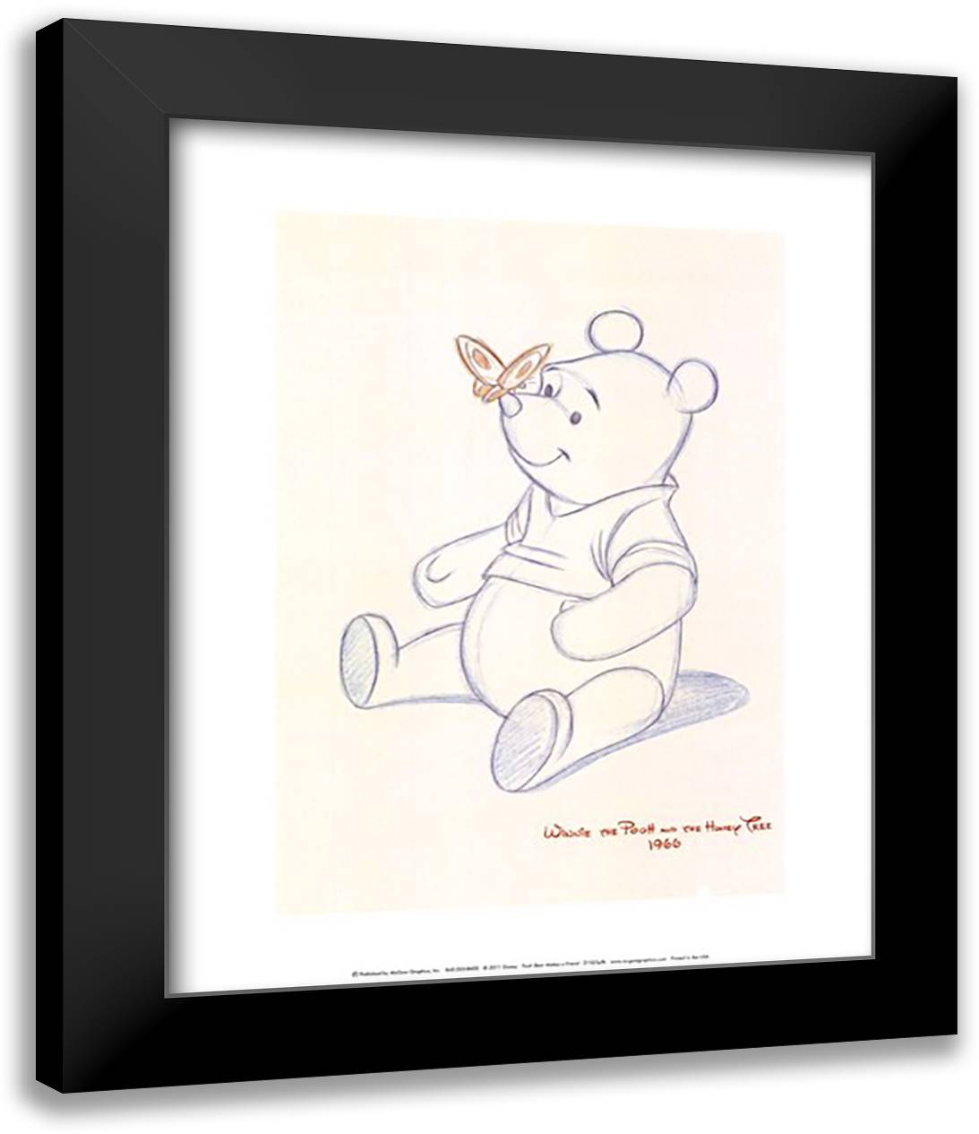 Pooh Bear Makes a Friend 15x18 Black Modern Wood Framed Art Print Poster by Disney