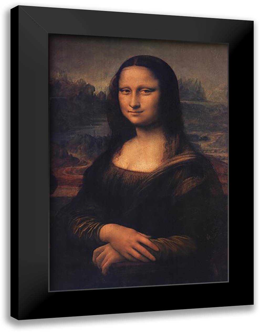 Mona Lisa, c.1507 28x40 Black Modern Wood Framed Art Print Poster by da Vinci, Leonardo