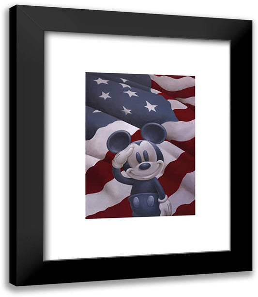 Mickey Salutes America 20x24 Black Modern Wood Framed Art Print Poster by Disney