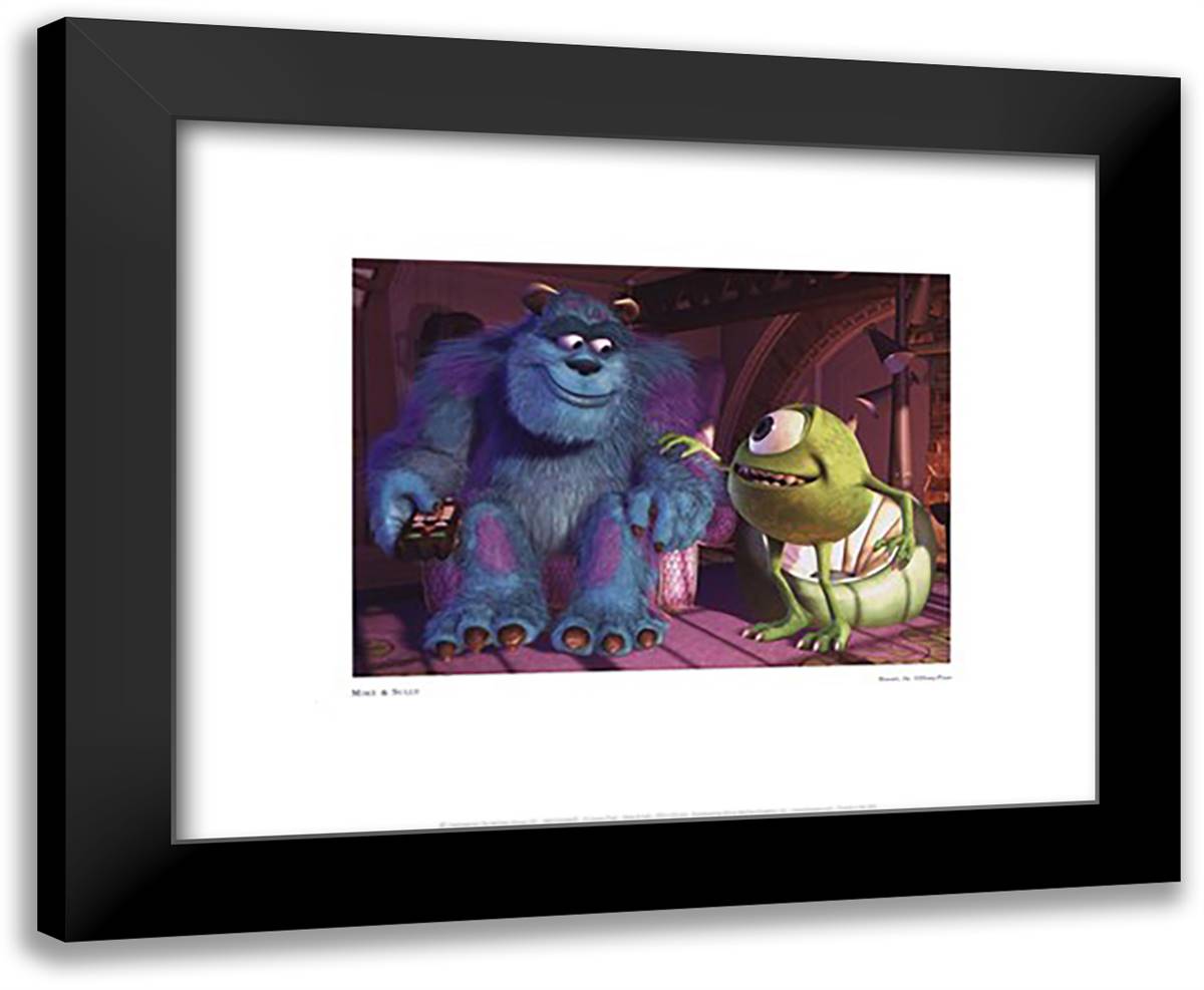 Mike & Sully 18x15 Black Modern Wood Framed Art Print Poster by Disney