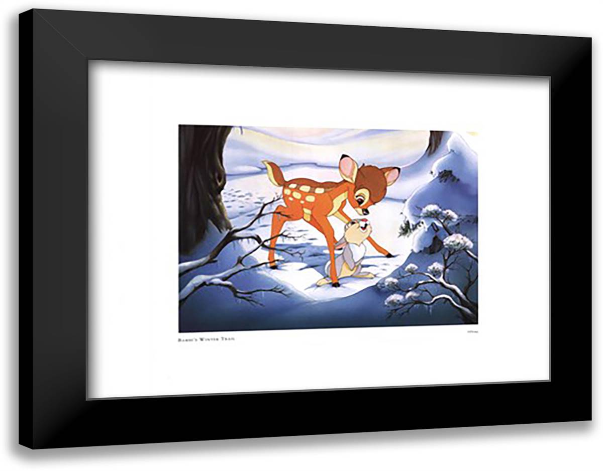 Bambi's Winter Trail 18x15 Black Modern Wood Framed Art Print Poster by Disney