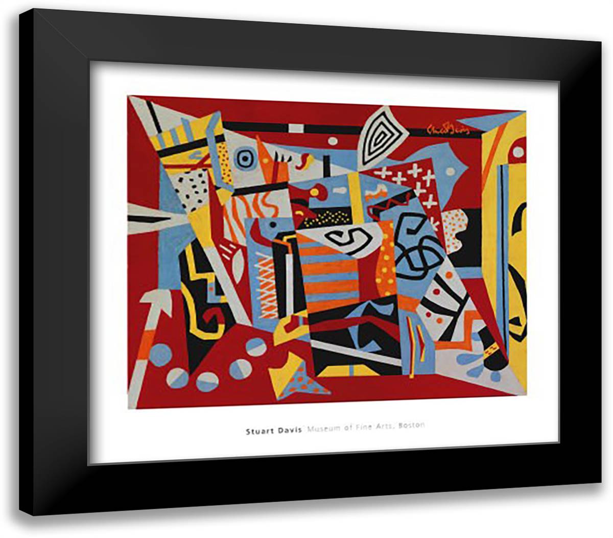 Hot Still-Scape for Six Colors - 7th Avenue Style, 1940 32x28 Black Modern Wood Framed Art Print Poster by Davis, Stuart
