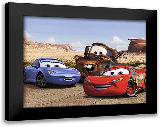 The Cast of Cars 20x16 Black Modern Wood Framed Art Print Poster by Disney