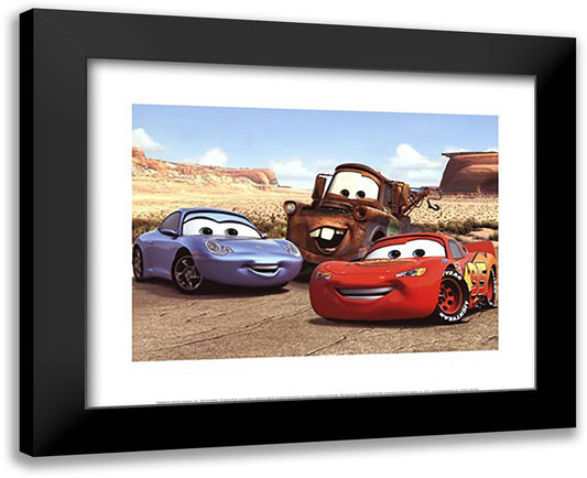 The Cast of Cars 18x15 Black Modern Wood Framed Art Print Poster by Disney