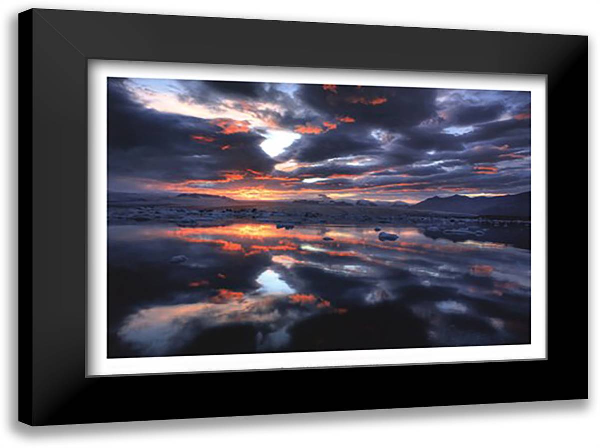Icelandic Sunset 30x22 Black Modern Wood Framed Art Print Poster by Duczynski, Maciej