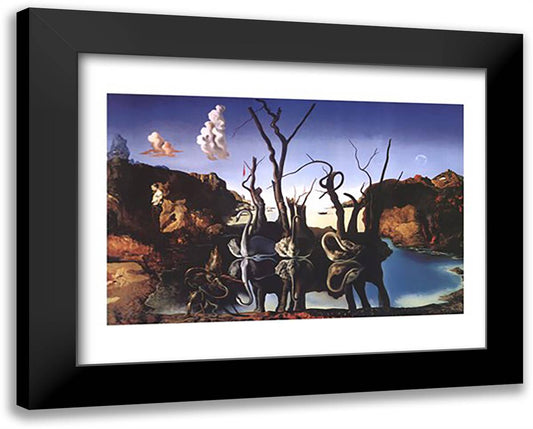 Swans Reflecting Elephants, c.1937 18x15 Black Modern Wood Framed Art Print Poster by Dali, Salvador