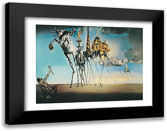 The Temptation of St. Anthony 18x15 Black Modern Wood Framed Art Print Poster by Dali, Salvador