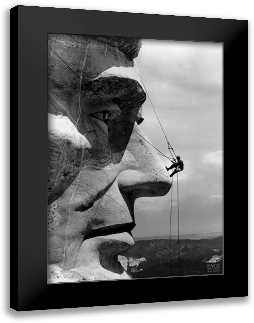 Face to Face 28x40 Black Modern Wood Framed Art Print Poster