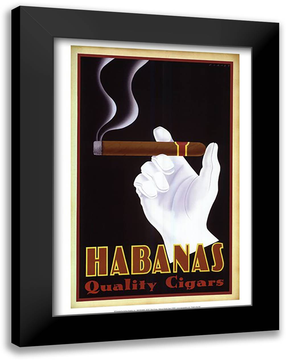 Habanas Quality Cigars 17x23 Black Modern Wood Framed Art Print Poster by Forney, Steve